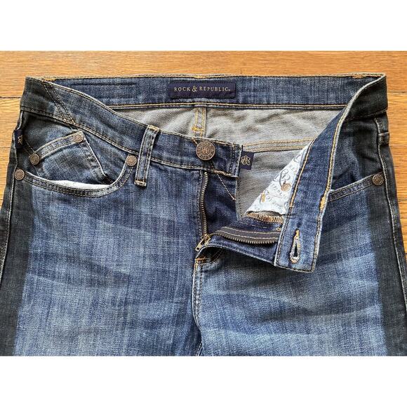 ROCK & REPUBLIC ‘Berlin’ Striped Seam Distressed Jeans sz 6 (w30) - Picture 4 of 12